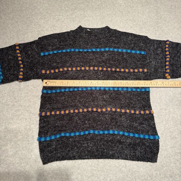 Vintage Croquet Club Knit Sweater Gray Blue Orange Striped Women M Retro 90s 80s - Picture 6 of 9